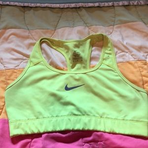 Neon yellow Nike sports bra